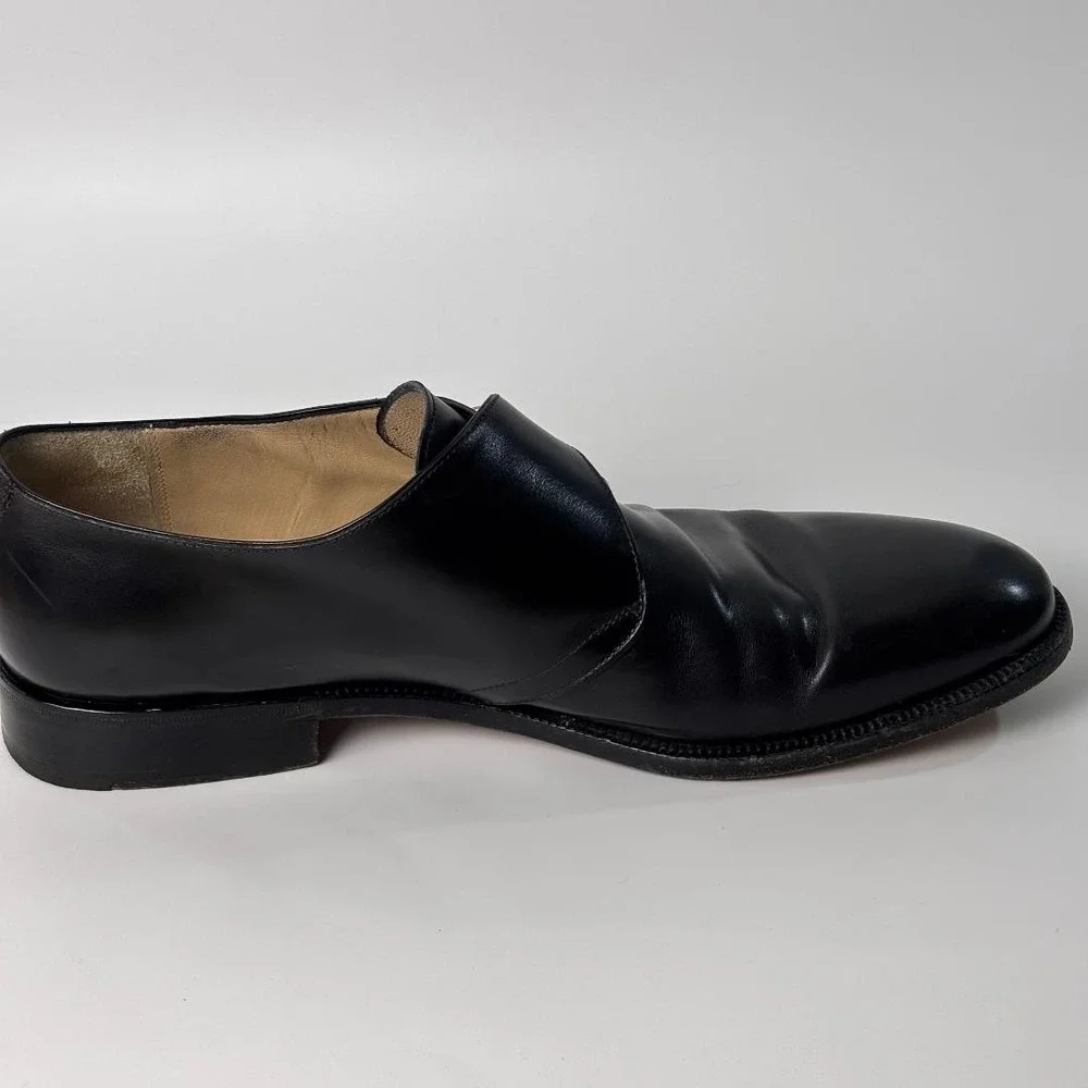 Salvatore Ferragamo Black Leather Monk Strap Dress Shoes Mens 12 D Italy Buckle